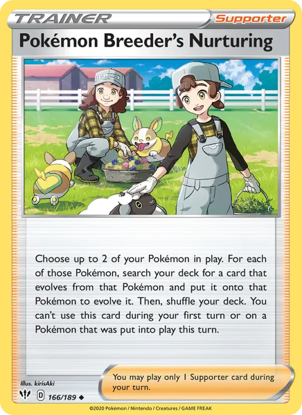 Pokémon Breeder's Nurturing Uncommon Pokemon card #166 from Darkness Ablaze