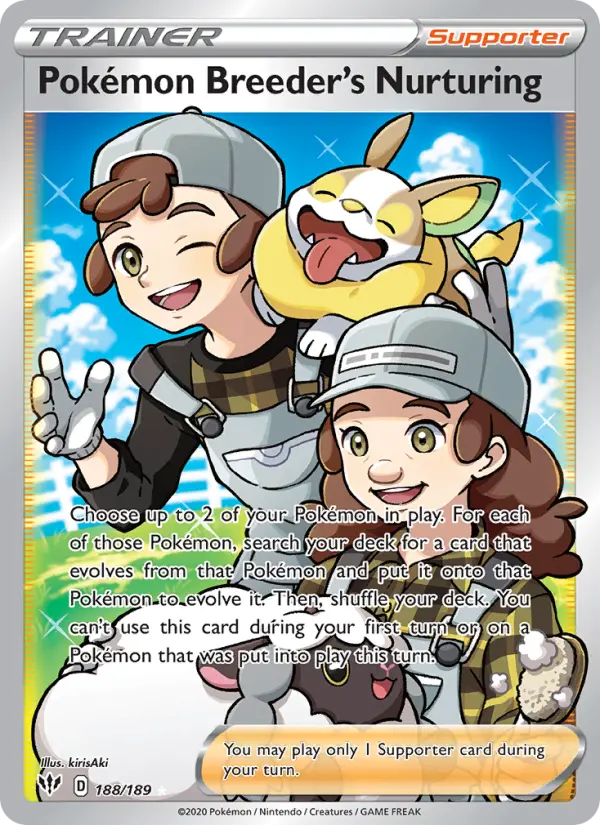 Pokémon Breeder's Nurturing Ultra Rare Pokemon card #188 from Darkness Ablaze