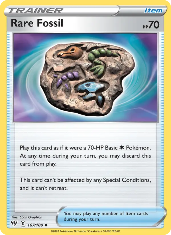 Rare Fossil Uncommon Pokemon card #167 from Darkness Ablaze