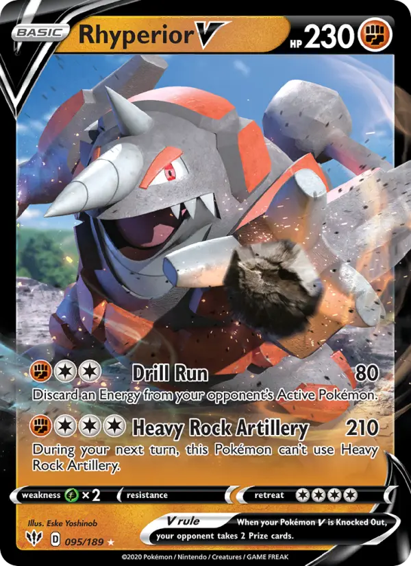 Rhyperior V Holo Rare V Pokemon card #95 from Darkness Ablaze