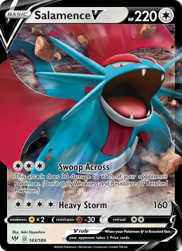 Salamence V Holo Rare V Pokemon card #143 from Darkness Ablaze