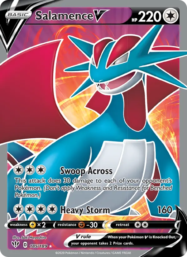 Salamence V Ultra Rare Pokemon card #185 from Darkness Ablaze