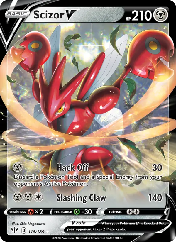 Scizor V Holo Rare V Pokemon card #118 from Darkness Ablaze