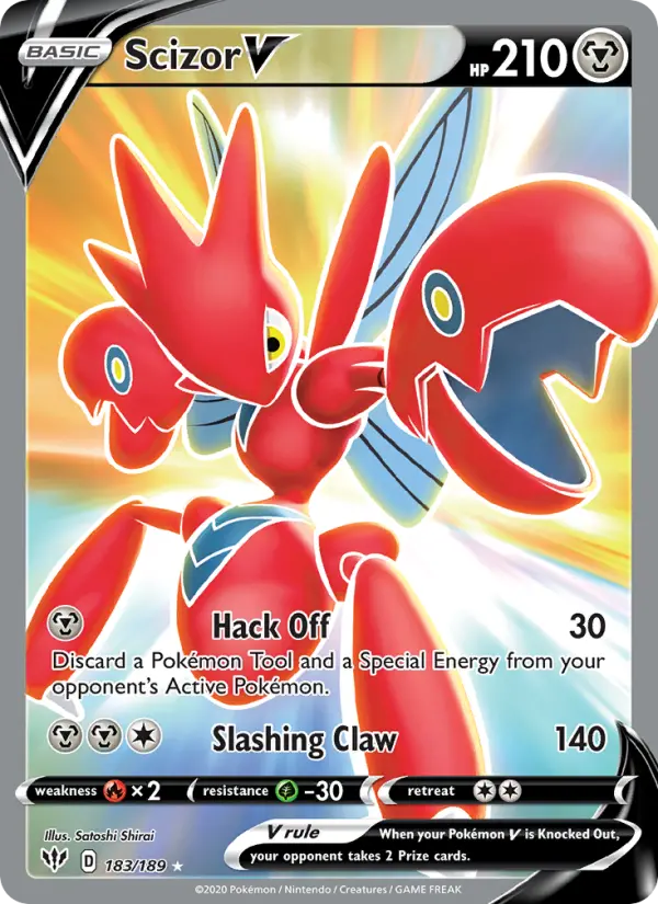 Scizor V Ultra Rare Pokemon card #183 from Darkness Ablaze