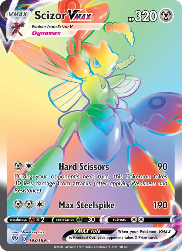 Scizor VMAX Secret Rare Pokemon card #193 from Darkness Ablaze