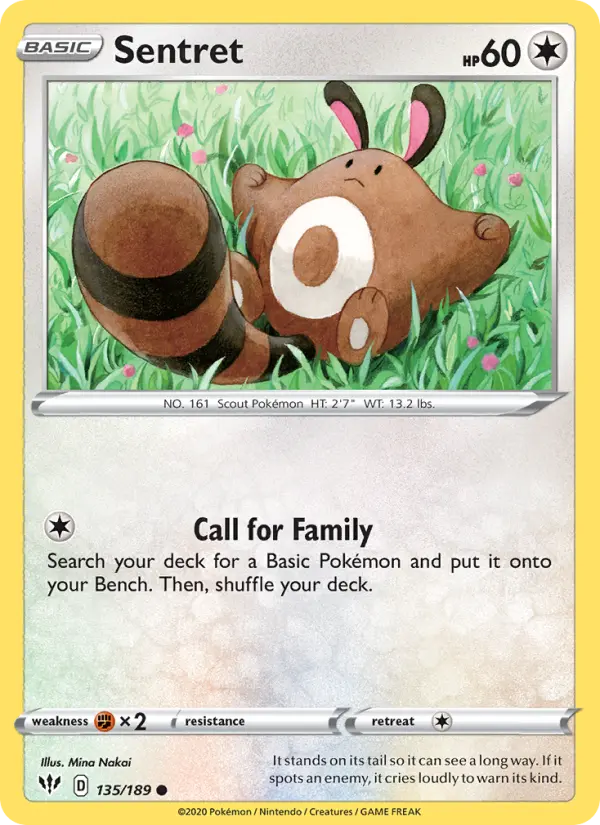 Sentret Common Pokemon card #135 from Darkness Ablaze