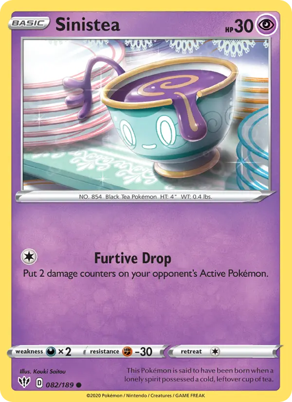 Sinistea Common Pokemon card #82 from Darkness Ablaze