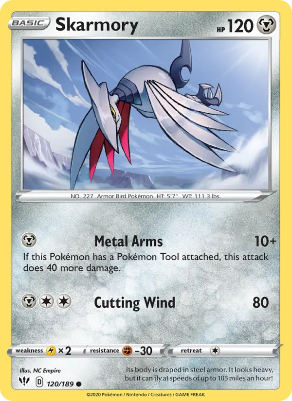 Skarmory Common Pokemon card #120 from Darkness Ablaze