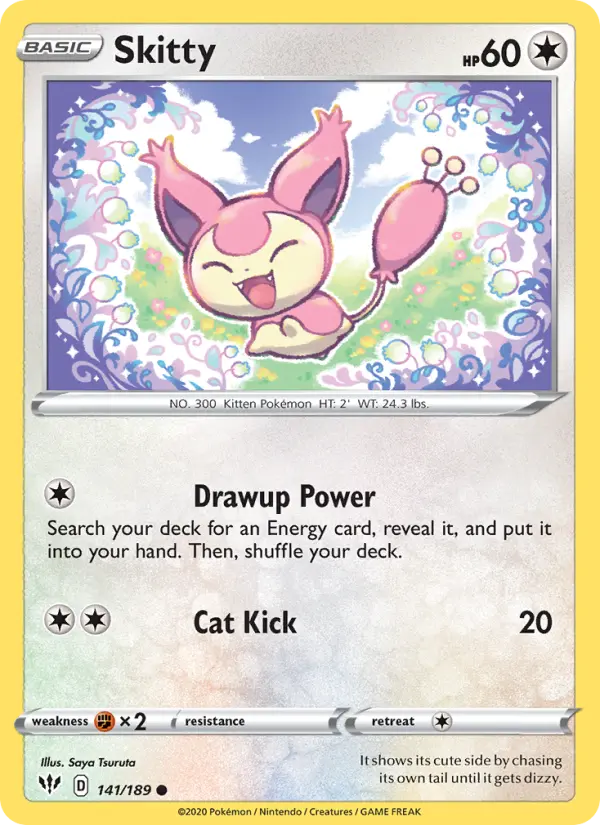 Skitty Common Pokemon card #141 from Darkness Ablaze