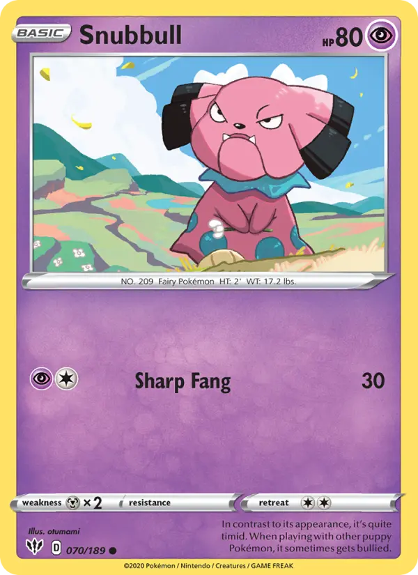 Snubbull Common Pokemon card #70 from Darkness Ablaze