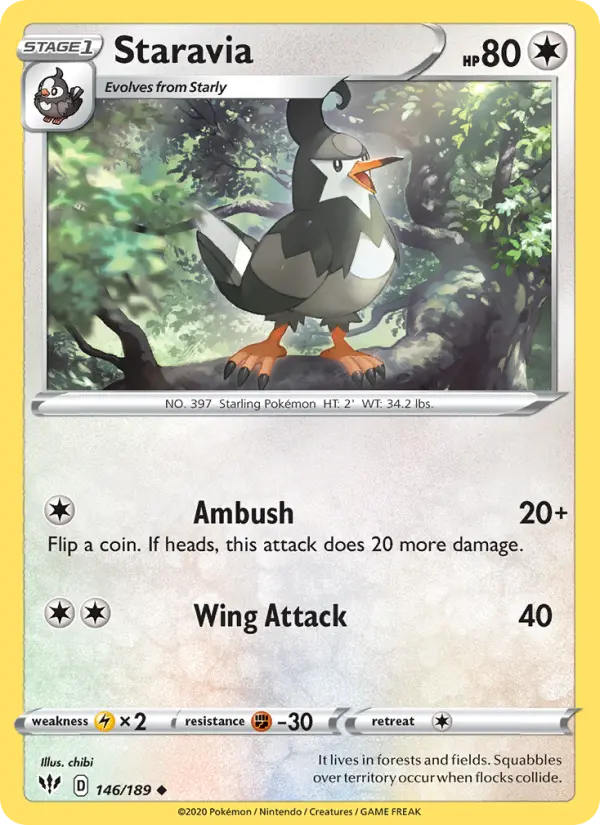 Staravia Uncommon Pokemon card #146 from Darkness Ablaze