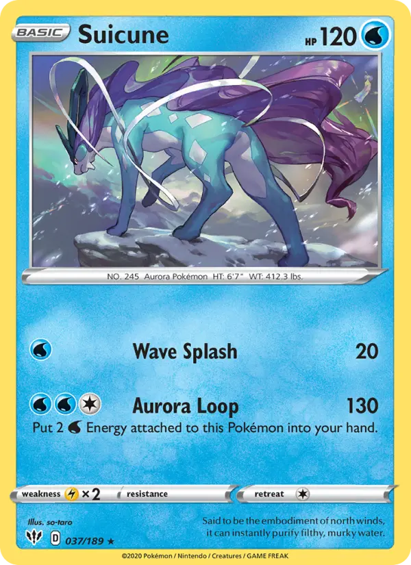 Suicune Holo Rare Pokemon card #37 from Darkness Ablaze