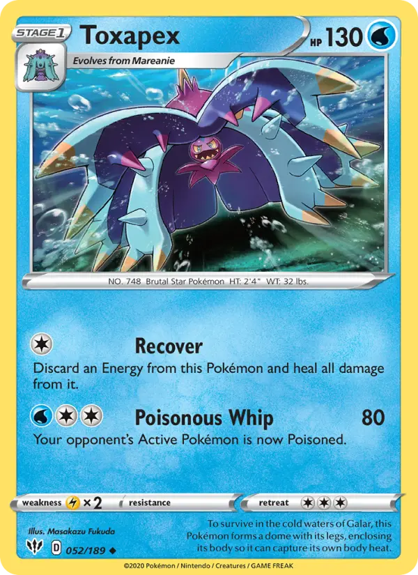 Toxapex Uncommon Pokemon card #52 from Darkness Ablaze