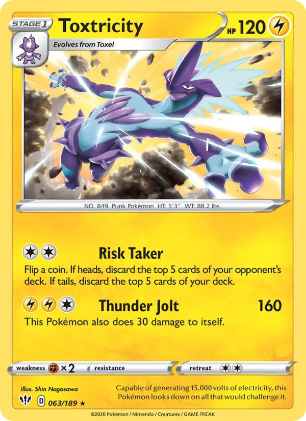 Toxtricity Holo Rare Pokemon card #63 from Darkness Ablaze