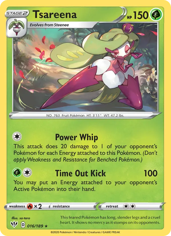 Tsareena Rare Pokemon card #16 from Darkness Ablaze
