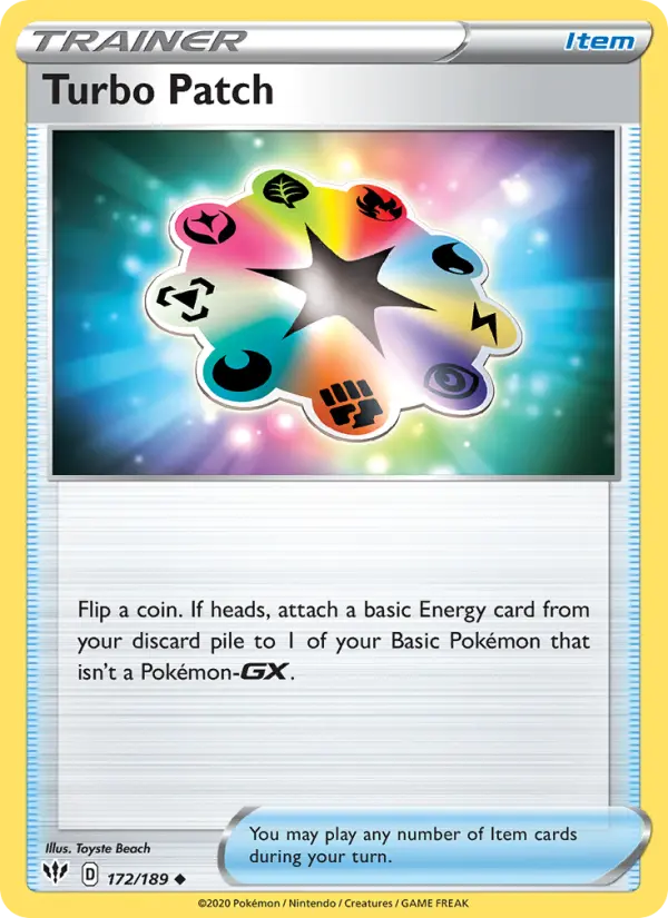 Turbo Patch Uncommon Pokemon card #172 from Darkness Ablaze