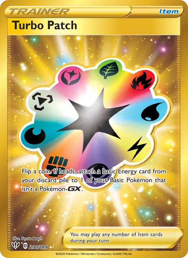 Turbo Patch Secret Rare Pokemon card #200 from Darkness Ablaze