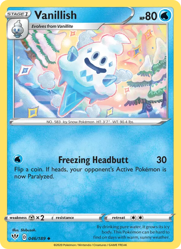 Vanillish Uncommon Pokemon card #46 from Darkness Ablaze