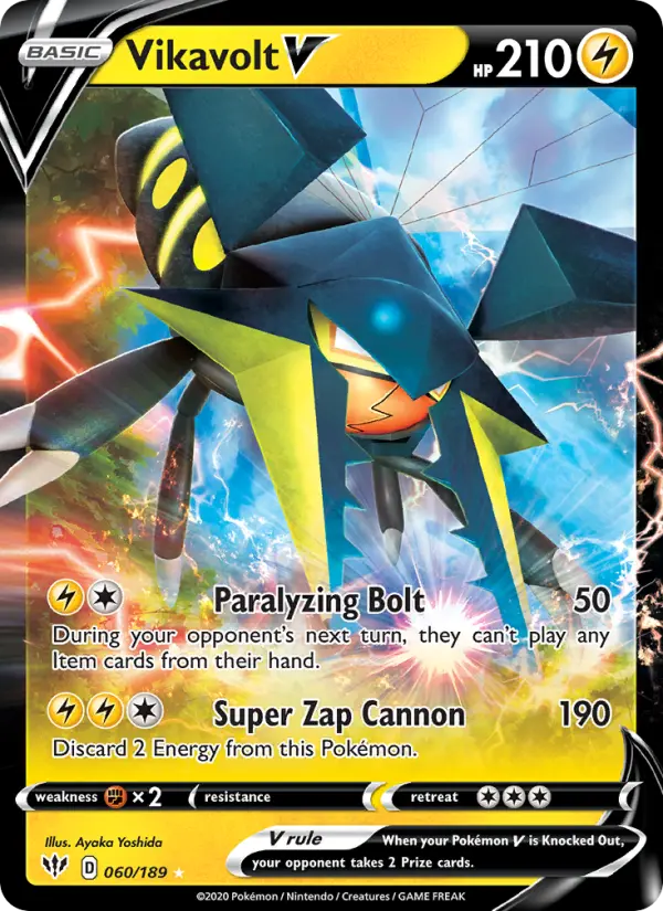 Vikavolt V Holo Rare V Pokemon card #60 from Darkness Ablaze