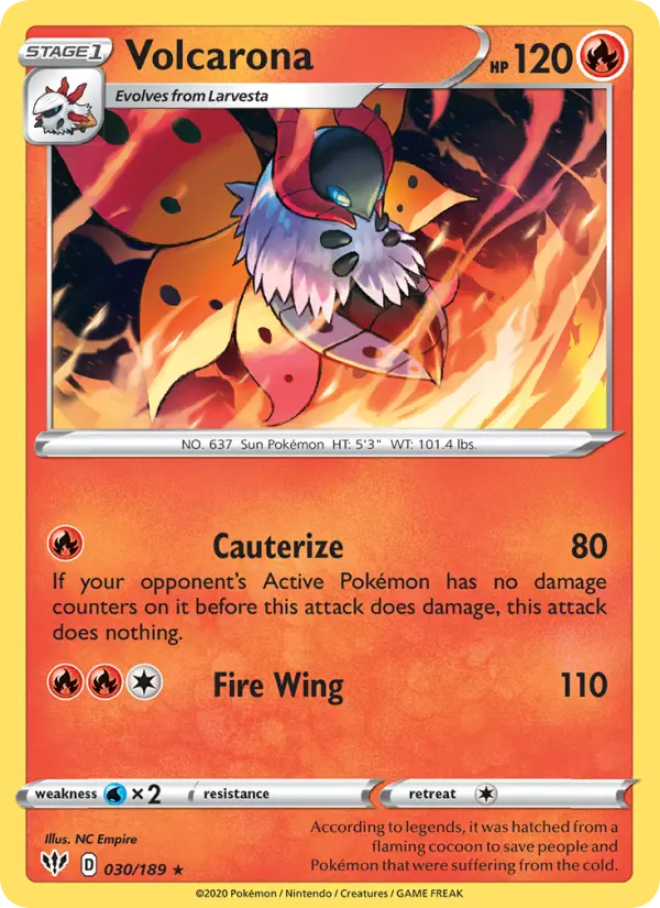 Volcarona Rare Pokemon card #30 from Darkness Ablaze