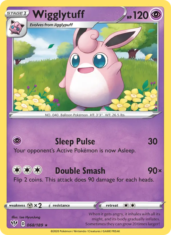 Wigglytuff Rare Pokemon card #68 from Darkness Ablaze