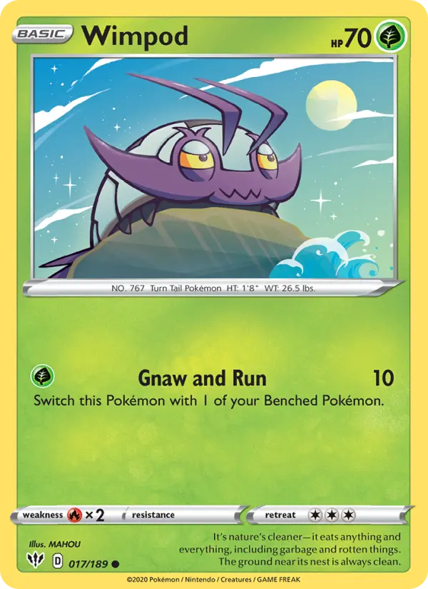 Wimpod Common Pokemon card #17 from Darkness Ablaze