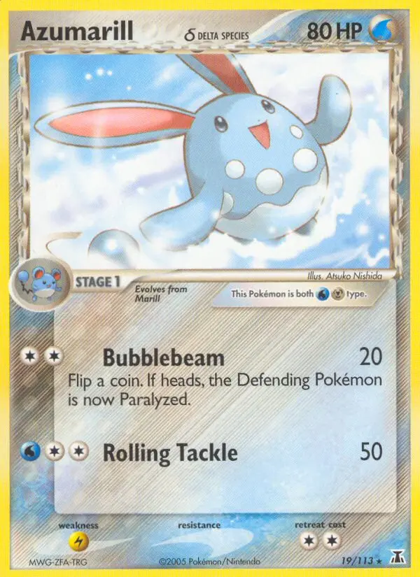 Azumarill δ Rare Pokemon card #19 from Delta Species