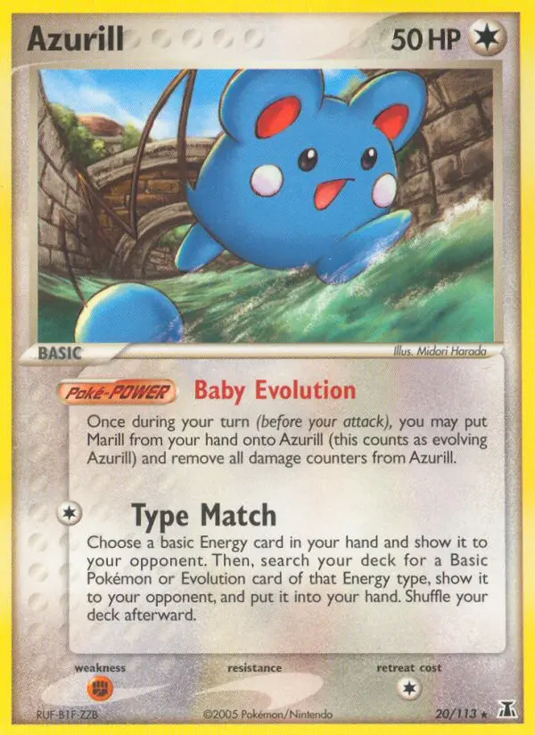 Azurill Rare Pokemon card #20 from Delta Species