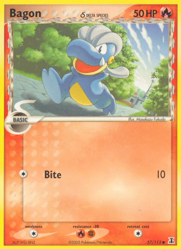 Bagon δ Common Pokemon card #57 from Delta Species