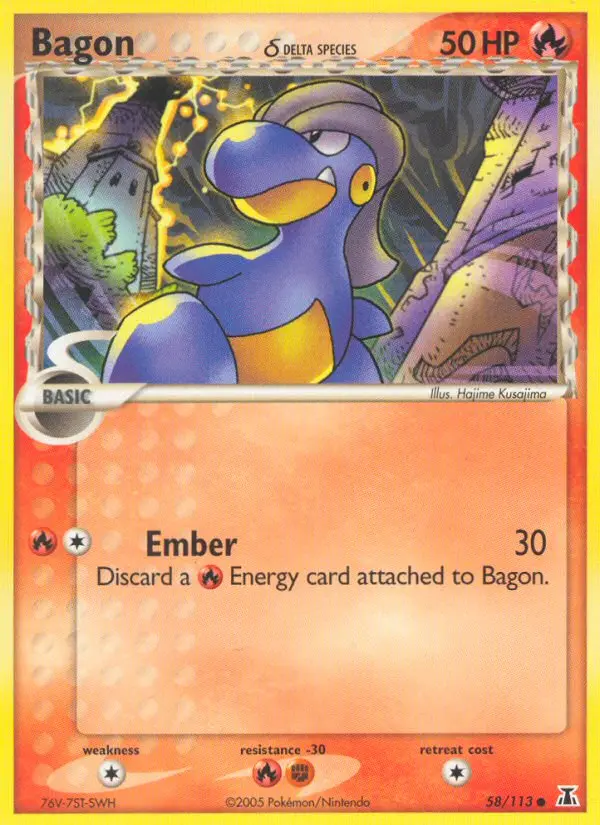 Bagon δ Common Pokemon card #58 from Delta Species