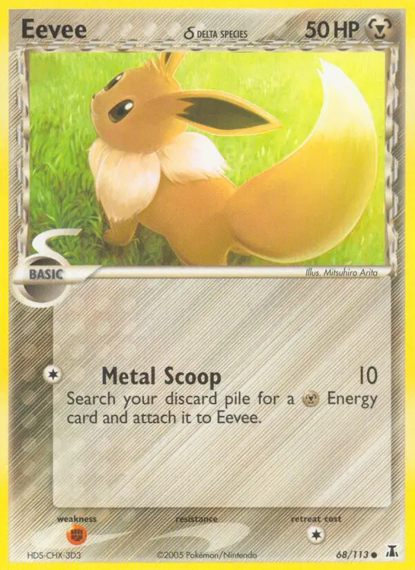 Eevee δ Common Pokemon card #68 from Delta Species