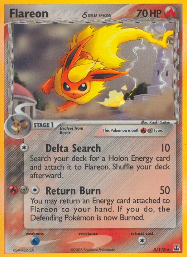 Flareon δ Rare Pokemon card #5 from Delta Species