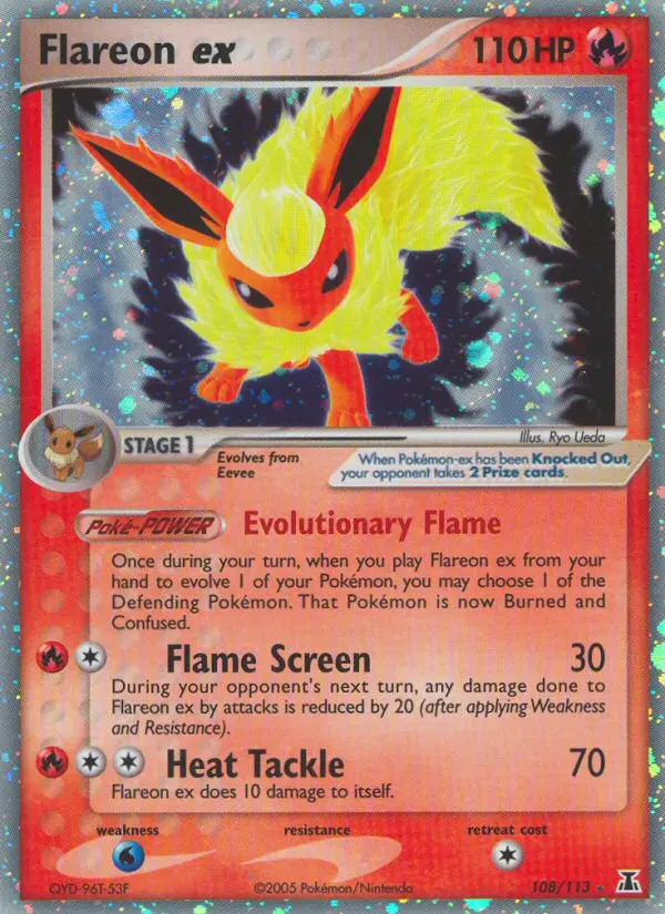 Flareon ex Rare Pokemon card #108 from Delta Species