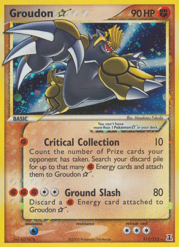 Groudon Star Rare Pokemon card #111 from Delta Species