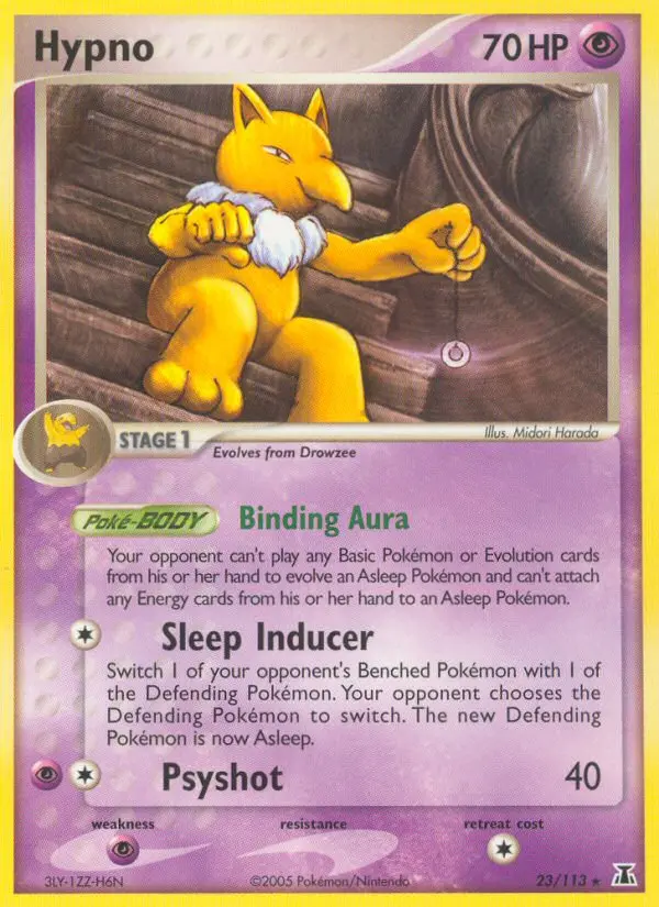 Hypno Rare Pokemon card #23 from Delta Species