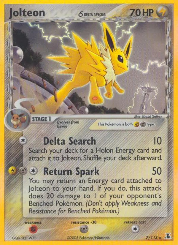 Jolteon δ Rare Pokemon card #7 from Delta Species