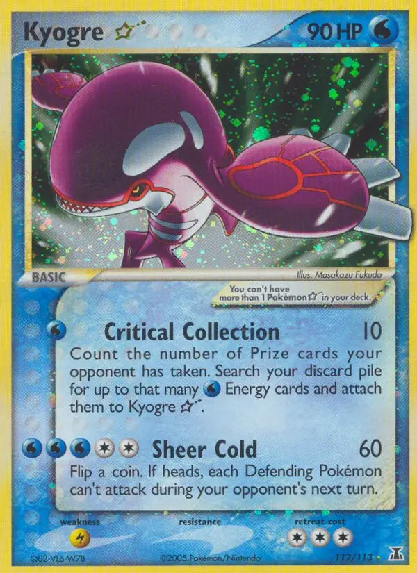 Kyogre Star Rare Pokemon card #112 from Delta Species