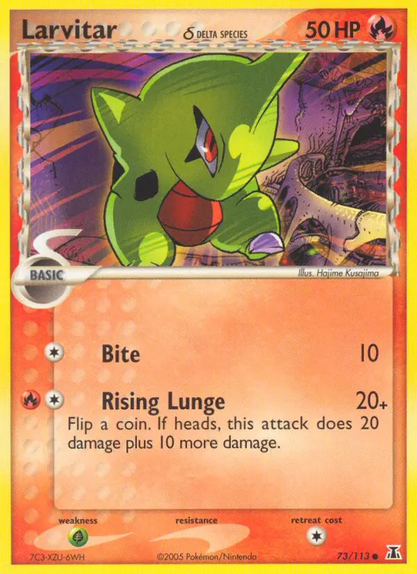 Larvitar δ Common Pokemon card #73 from Delta Species