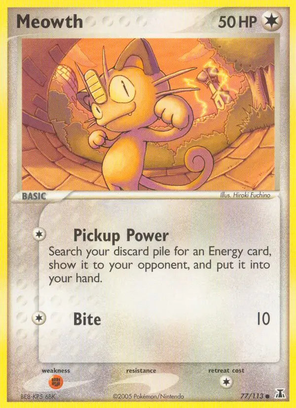 Meowth Common Pokemon card #77 from Delta Species