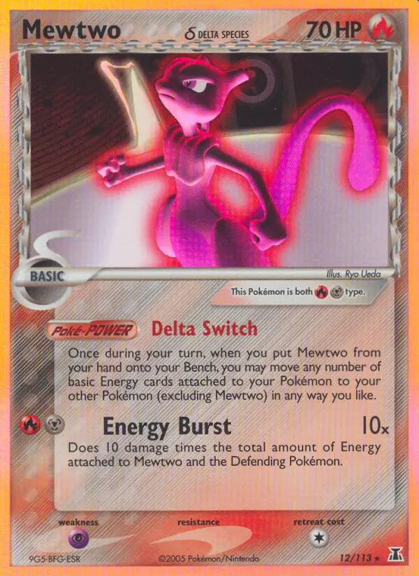 Mewtwo δ Rare Pokemon card #12 from Delta Species
