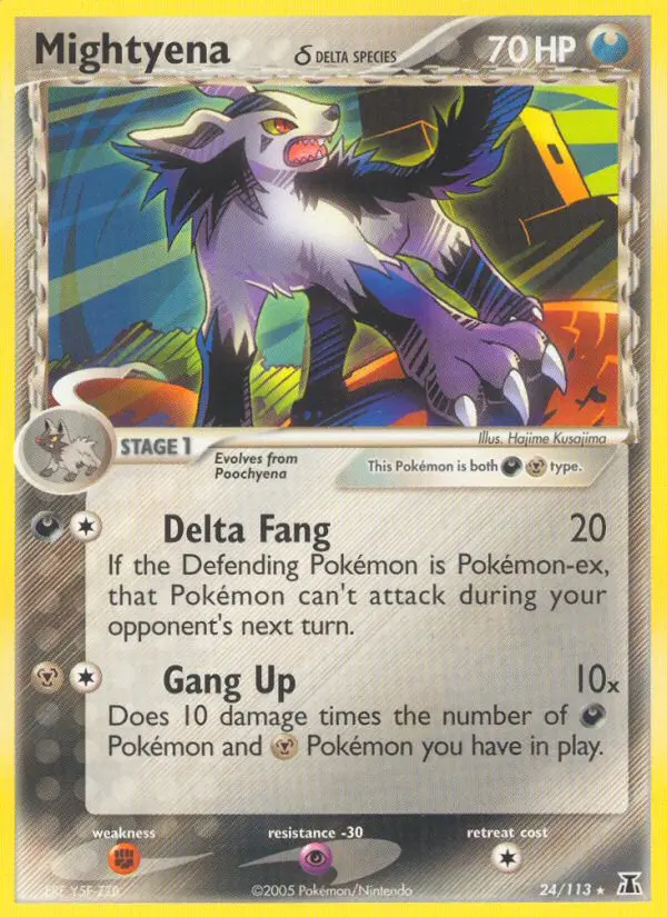 Mightyena δ Rare Pokemon card #24 from Delta Species