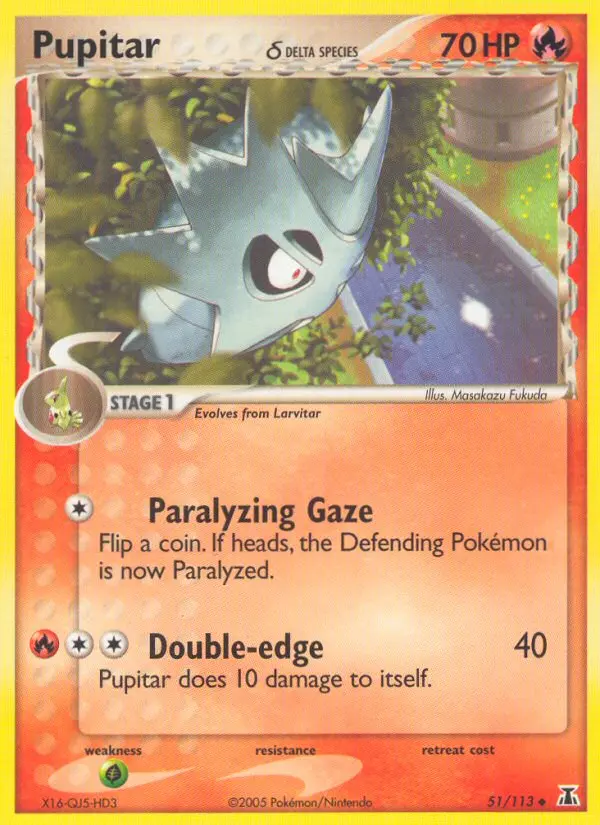 Pupitar δ Uncommon Pokemon card #51 from Delta Species