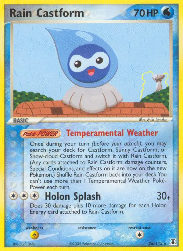 Rain Castform Rare Pokemon card #26 from Delta Species
