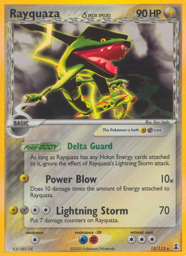 Rayquaza δ Rare Pokemon card #13 from Delta Species