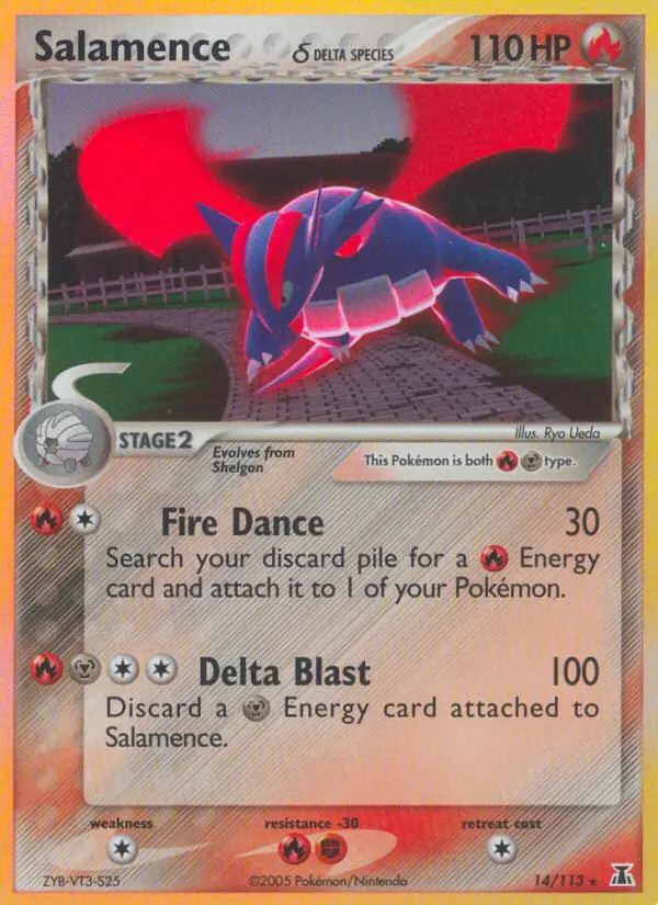 Salamence δ Rare Pokemon card #14 from Delta Species