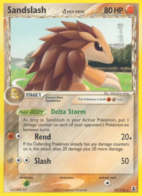 Sandslash δ Rare Pokemon card #27 from Delta Species