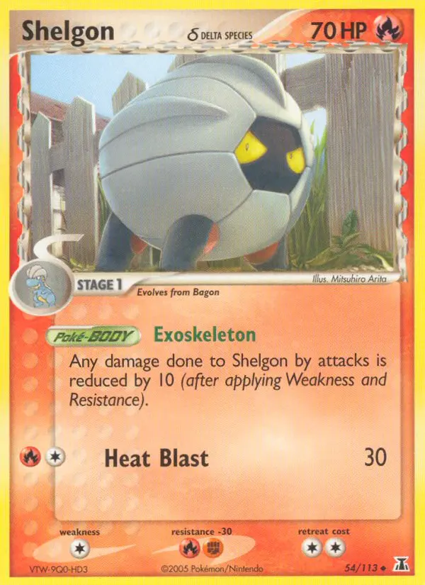 Shelgon δ Uncommon Pokemon card #54 from Delta Species
