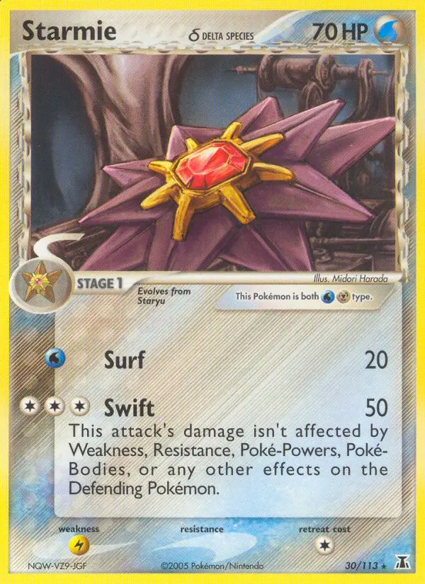 Starmie δ Rare Pokemon card #30 from Delta Species
