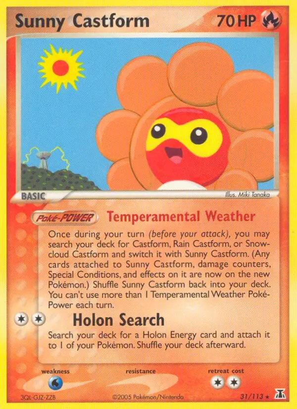 Sunny Castform Rare Pokemon card #31 from Delta Species