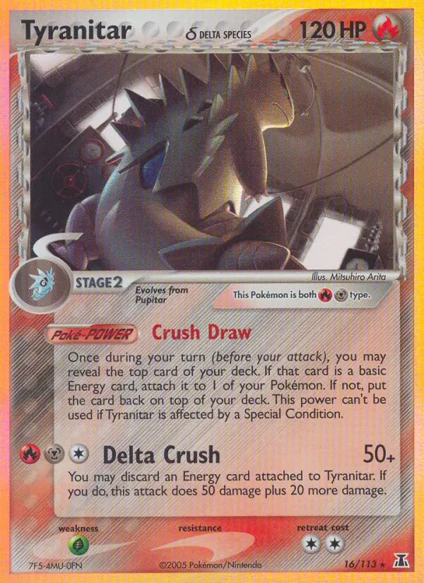 Tyranitar δ Rare Pokemon card #16 from Delta Species